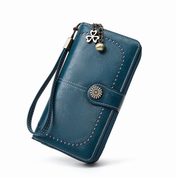 TAZAG Women's Long Wallet Tri-fold Zipper Mobile Phone Bag Large Capacity PU Leather Clutch