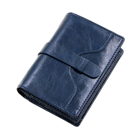 TAZAG Women's Oily Wax Pattern Genuine Leather Short Wallet Multi-functional Buckle RFID Wallet