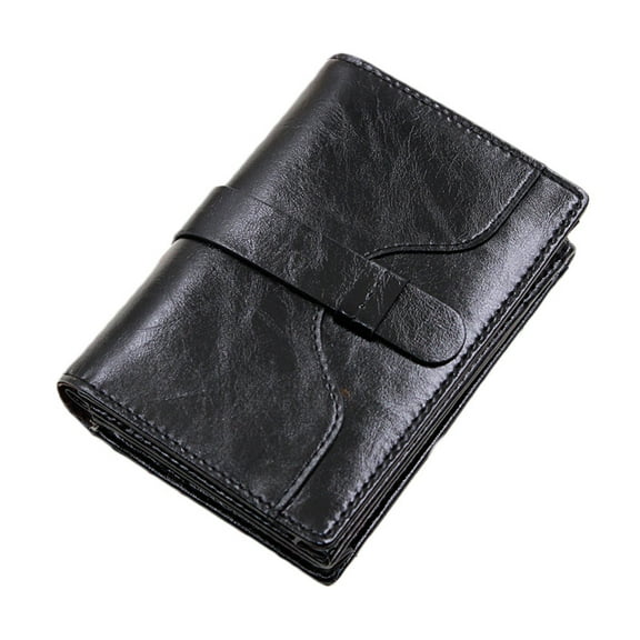TAZAG Women's Oily Wax Pattern Genuine Leather Short Wallet Multi-functional Buckle RFID Wallet