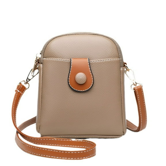 TAZAG Women's Small Soft Leather Mobile Wallet with Adjustable Shoulder Strap Crossbody Bag