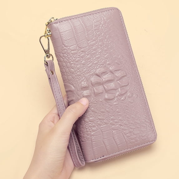 TAZAG crocodile pattern men's and women's wallet genuine leather long zipper wallet business clutch bag leather wallet card bag