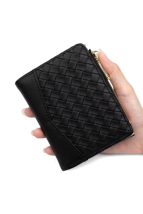 fashionable women's wallet woven pattern zipper coin bag multi-card slot card holder coin purse