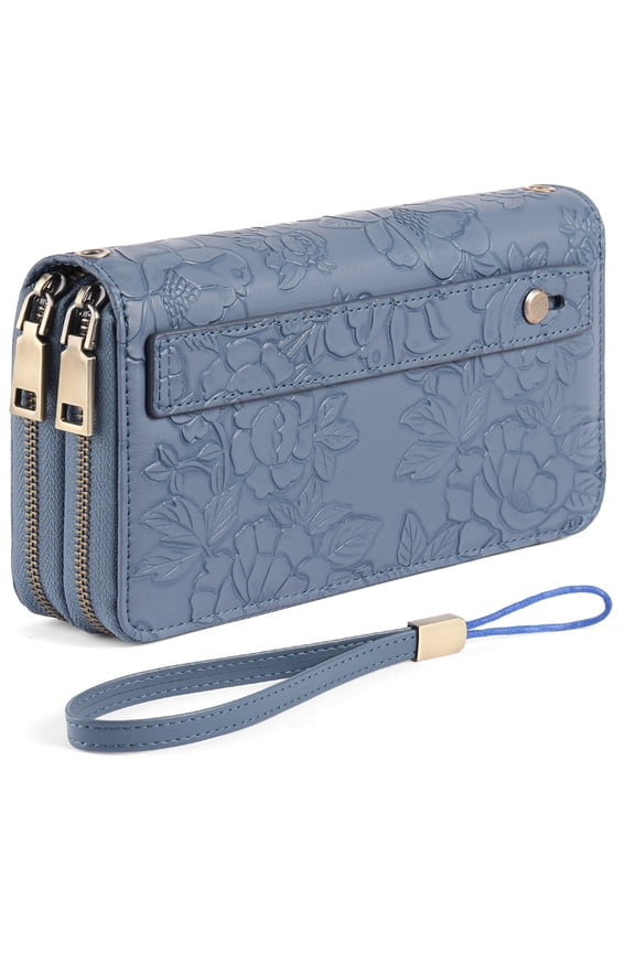 long clutch double zipper wallet embossed design large capacity simple women's wallet