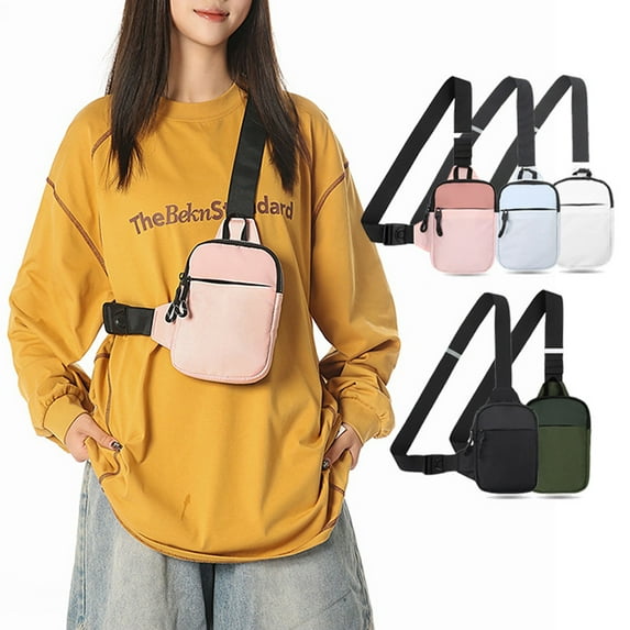 TAZAG men and women casual breast bag fitness sports crossbody bag simple versatile mobile phone bag size travel chest bag student shoulder bag
