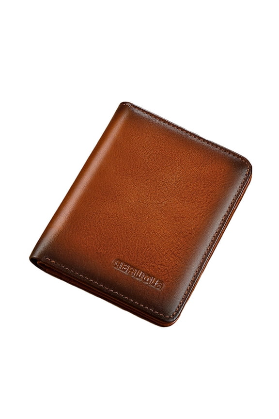 men's wallet genuine leather simple wallet ultra-thin short two-fold wallet