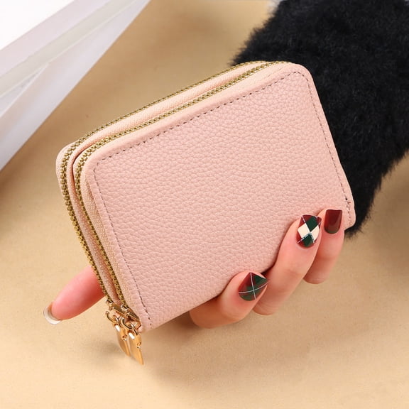 TAZAG multifunctional antimagnetic accordion card holder double zipper women's wallet large capacity multi-card slot coin purse