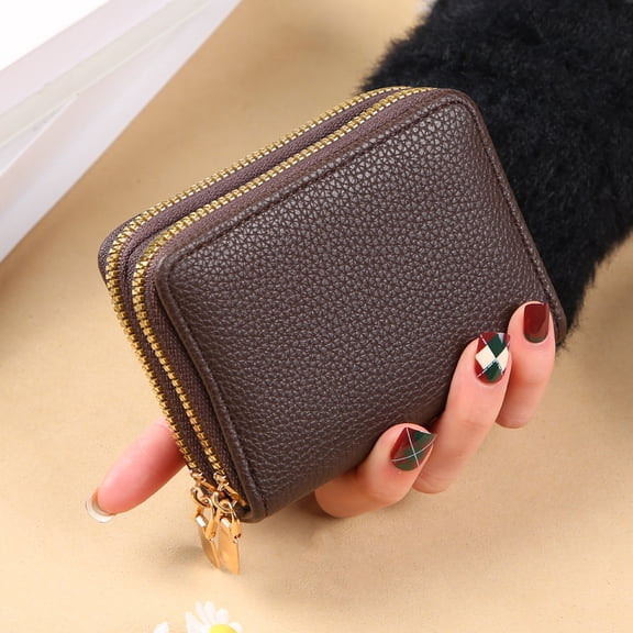TAZAG multifunctional antimagnetic accordion card holder double zipper women's wallet large capacity multi-card slot coin purse