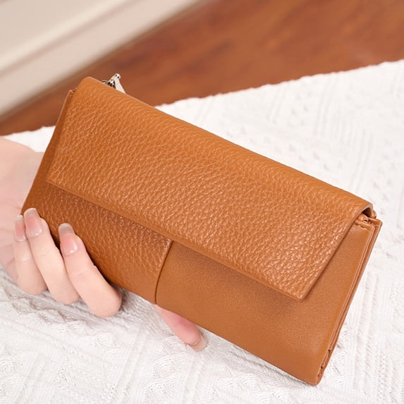 TAZAG pebbled RFID anti-theft brush three-fold long wallet fashionable large capacity soft leather women's clutch bag