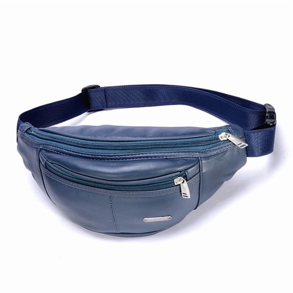 TAZAG retro leather men's waist bag moon-shaped large capacity soft leather personality waist bag outdoor sports waist bag