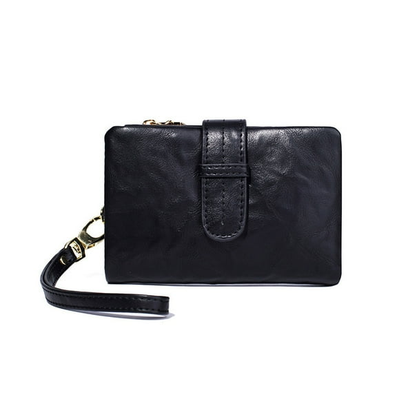 TAZAG retro multi-function 3-fold wallet for women's portable coin wallet simple solid color multi-card clutch