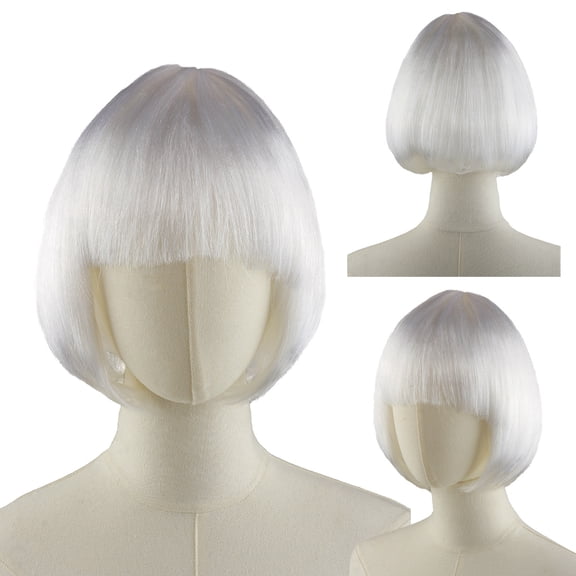 TAZAG short straight hair wig with bangs, universal synthetic wig for Halloween, parties, anime role-playing daily