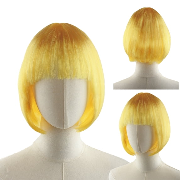 TAZAG short straight hair wig with bangs, universal synthetic wig for Halloween, parties, anime role-playing daily