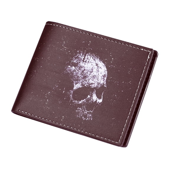 TAZAG short wallet retro skull print bifold wallet