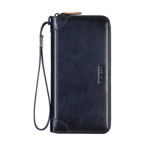 TAZAG wallet long men's genuine leather hand cell phone bag dual-use long clip zipper wallet