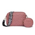 thumbnail image 1 of TAZAG wide shoulder strap small square bag coin wallet two-piece set quilted love bag mobile phone crossbody bag, 1 of 8