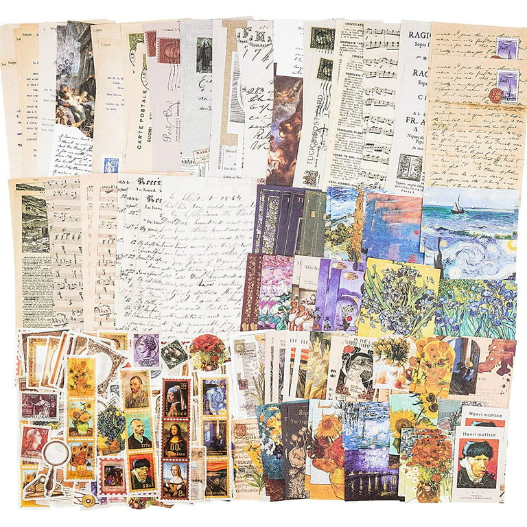 Tazemat 200pcs Vintage Scrapbook Supplies DIY Paper Stickers Aesthetic Craft Kits for Art Journaling Bullet Notebook Collage AlbumCelestial, Size: 12