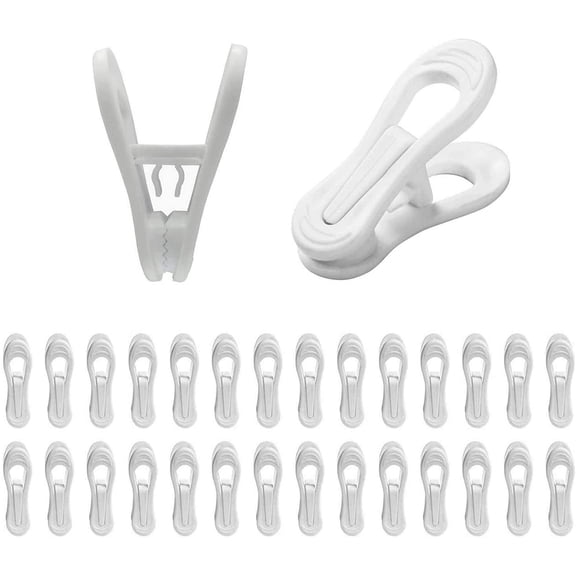 TAZEMAT 30 Pack Hanger Clips Multi-Purpose Hanger Clips for Hangers White Finger Clips for Plastic Clothes Hangers Pants