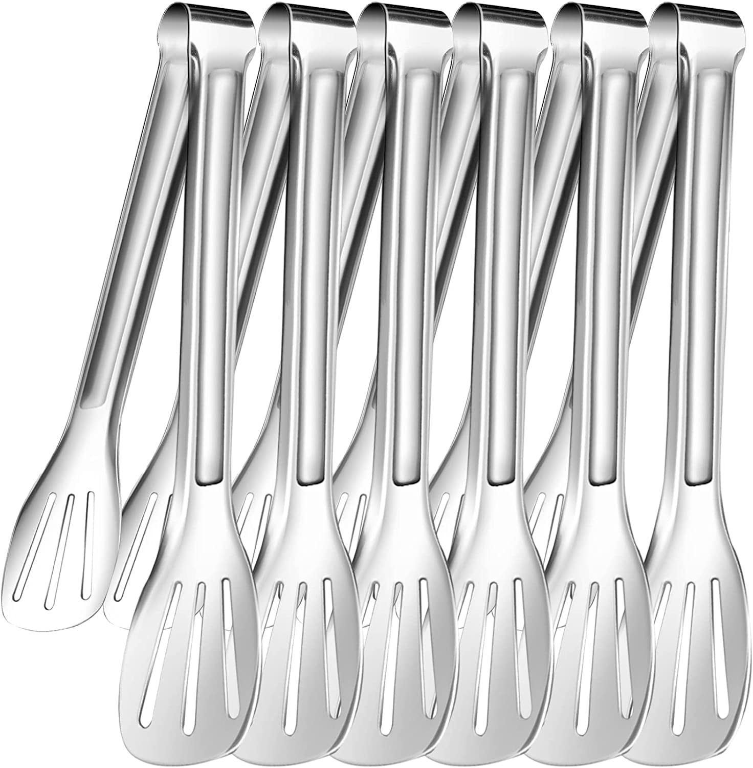 TAZEMAT 6 Pack Serving Tongs Kitchen Tongs,Buffet Tongs, Stainless