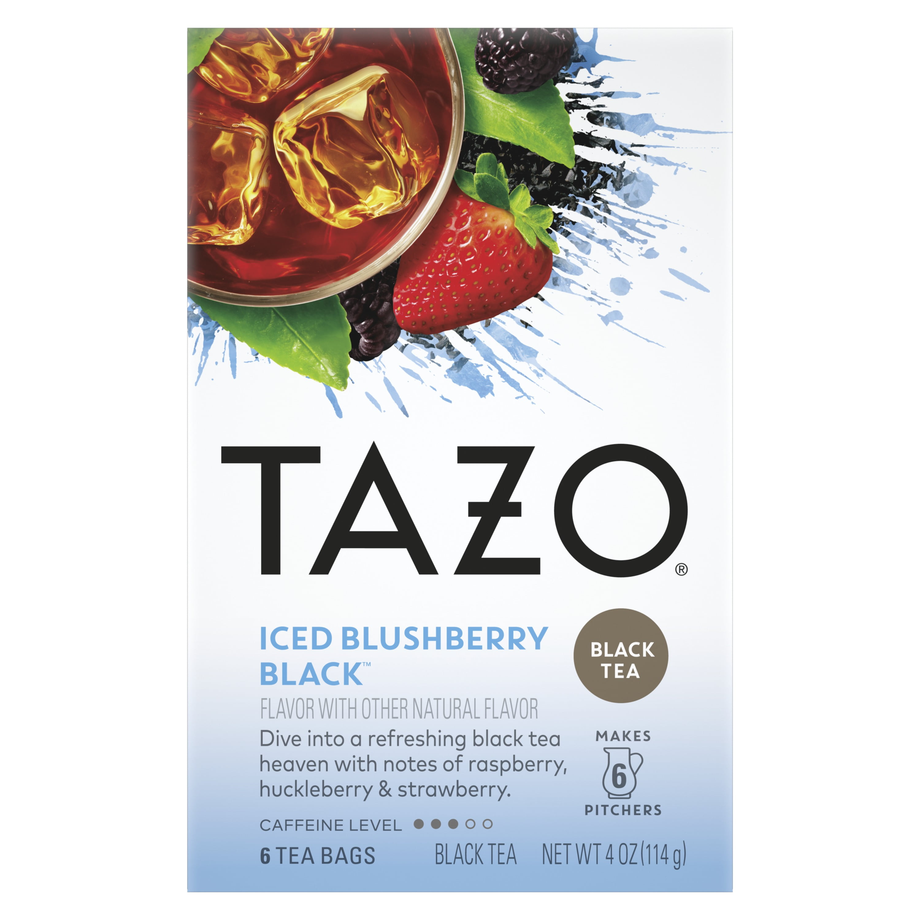 TAZO Black Tea Bags Iced Blushberry Black 6 Count Box