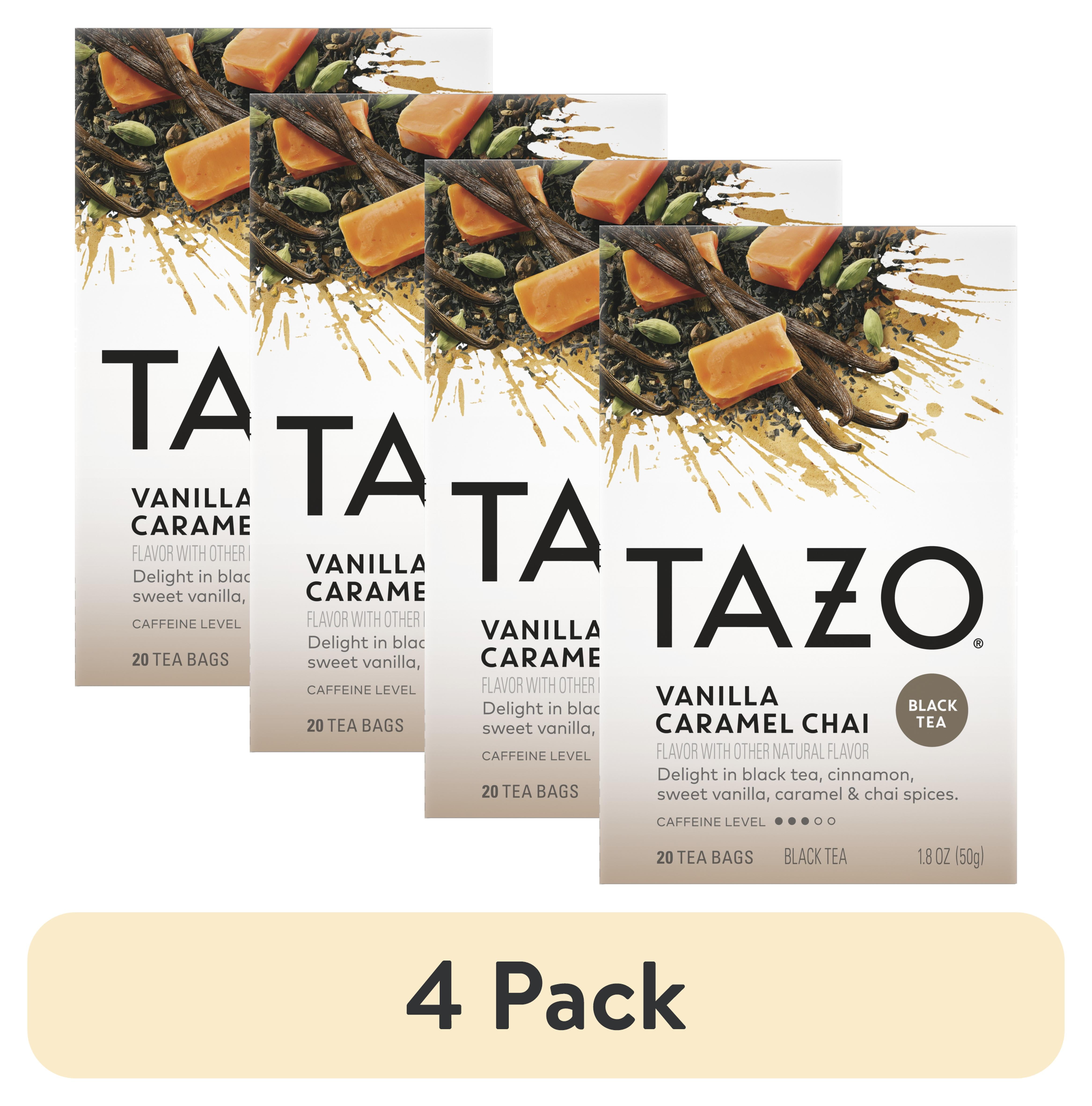 (4 pack) TAZO Black Tea, Vanilla Caramel Chai, Caffeinated, Tea Bags 20