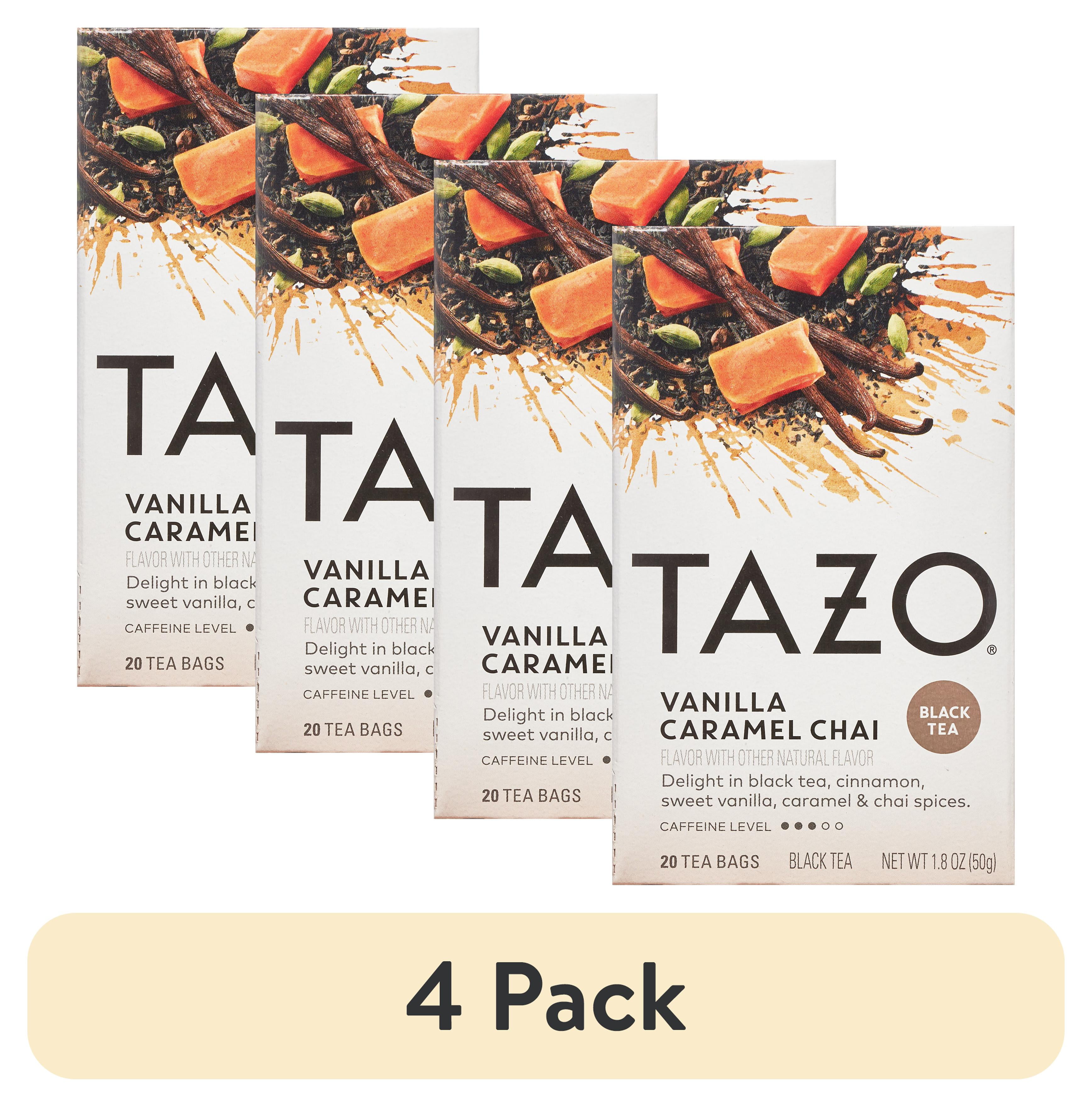 (4 pack) TAZO Black Tea, Vanilla Caramel Chai, Caffeinated, Tea Bags 20