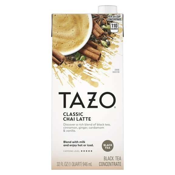 TAZO Classic Chai Latte Black Tea Concentrate, Made from Real Black Tea, 32oz Carton
