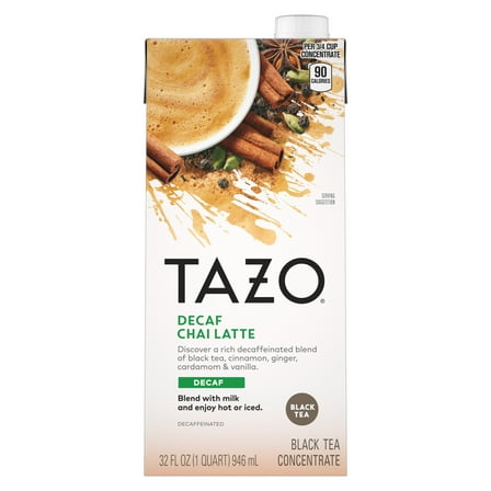 TAZO Chai Latte Iced Tea Concentrate Black Tea, Decaffeinated, 32 oz