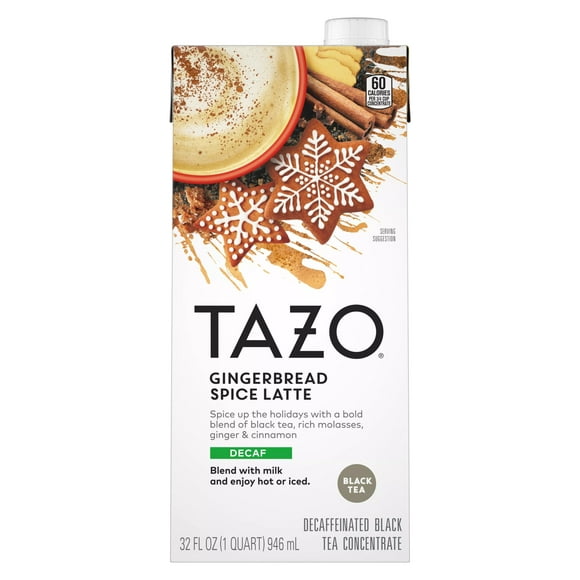 TAZO Gingerbread Spice Latte Tea Concentrate, Decaffeinated, 32oz Carton