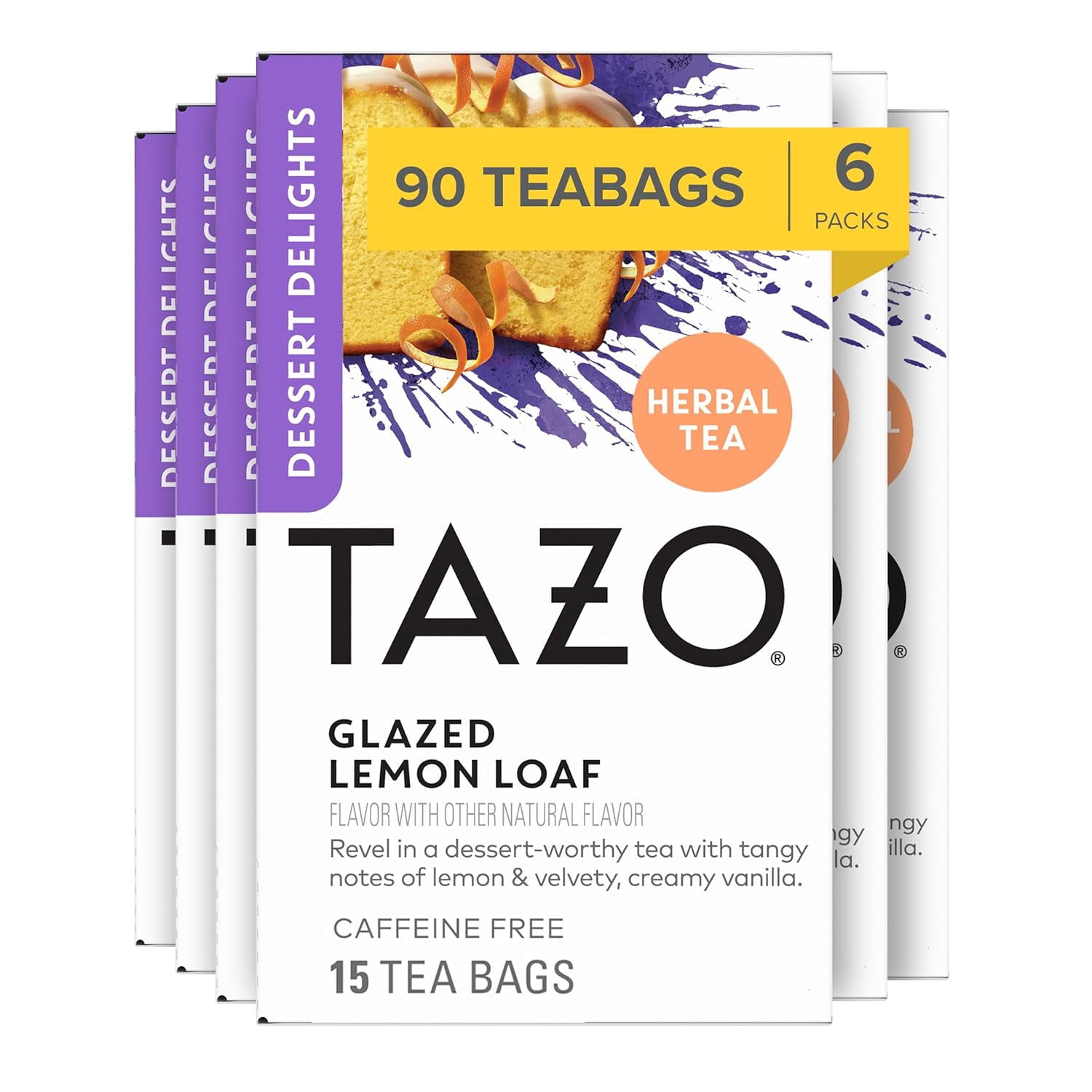 TAZO Dessert Delights Glazed Lemon Loaf Herbal Tea Bags, Caffeine