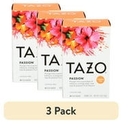 (3 pack) TAZO Herbal Tea, Passion, Caffeine-Free, Tea Bags 20 Count Box