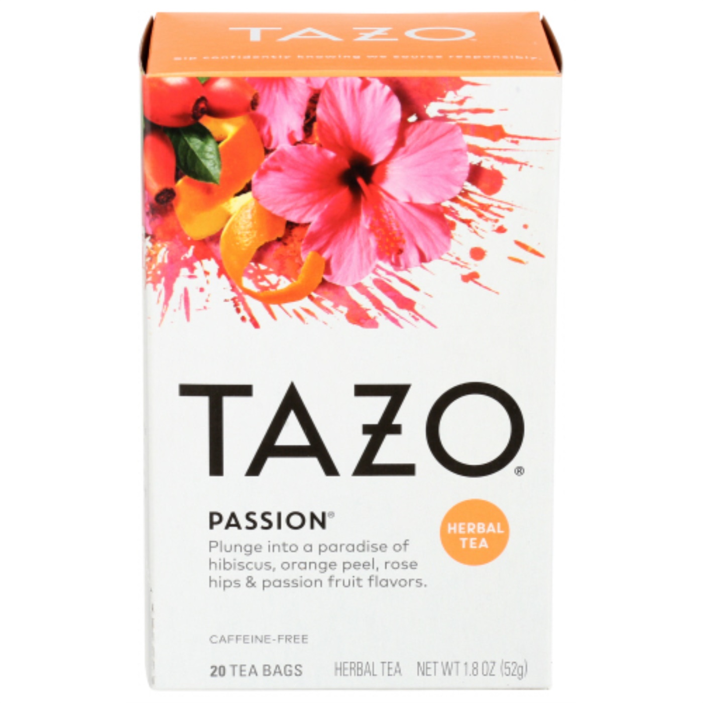TAZO Herbal Tea, Passion, Caffeine-Free, Tea Bags 20 Count Box - image 1 of 11