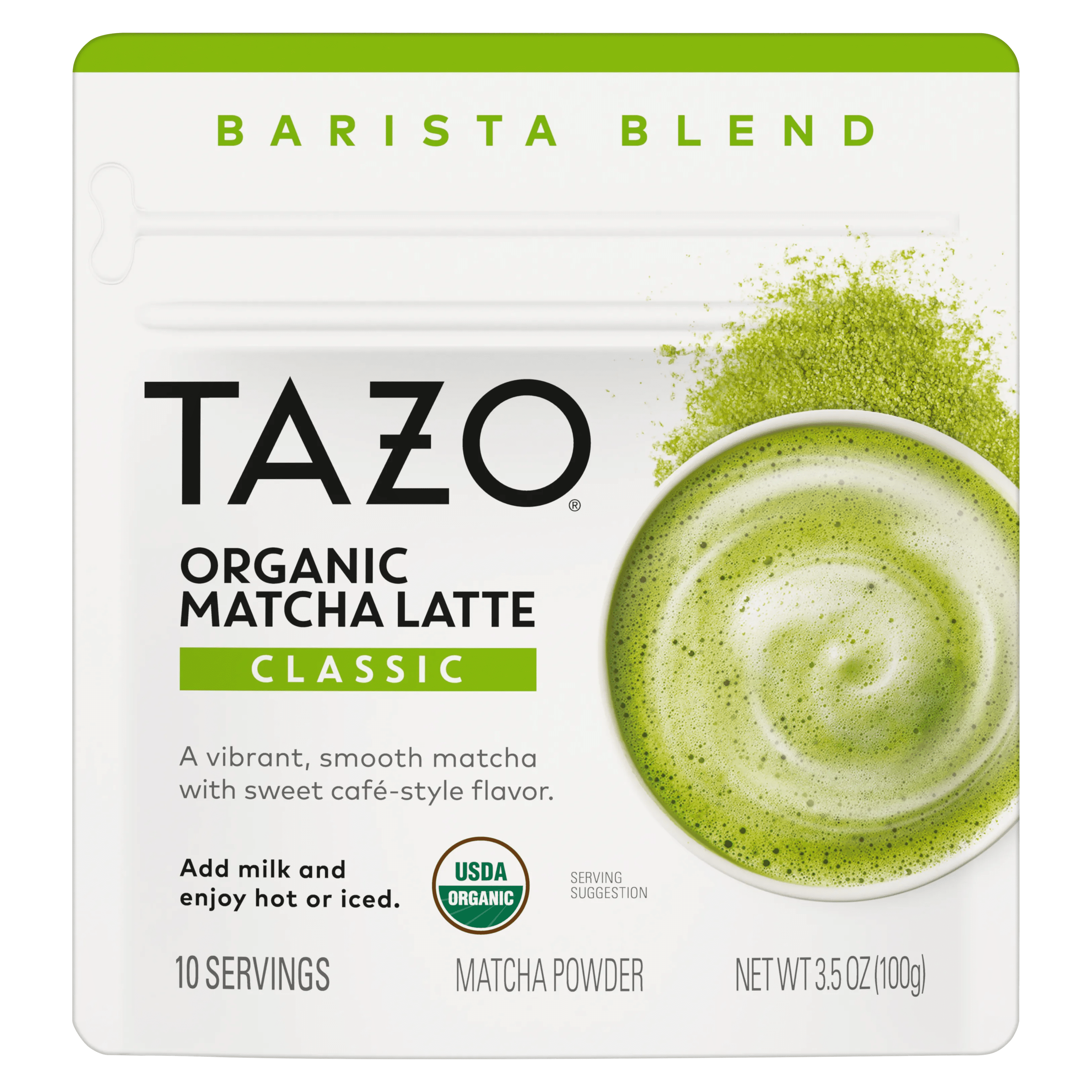 TAZO Organic Classic Matcha Latte Barista Blend Powder 10 Servings