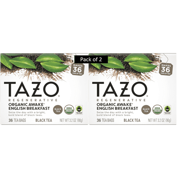 TAZO Organic Awake English Breakfast Black Tea, 36 Tea Bags PER PACK 72 TOTAL TEA BAGS