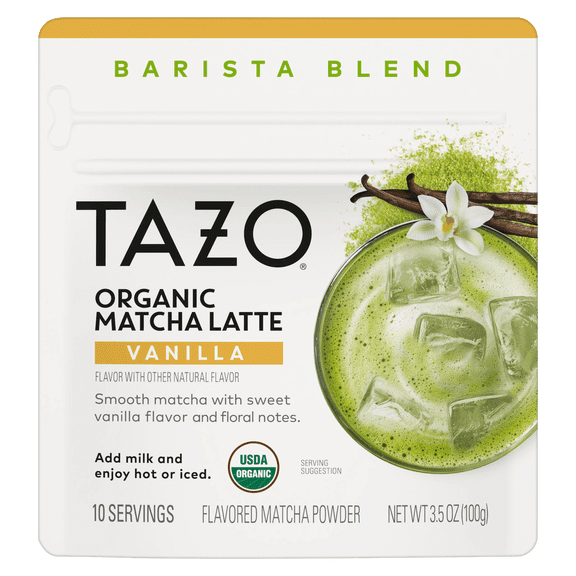 TAZO Organic Vanilla Matcha Latte, 10 Servings, 3.5 oz Pouch