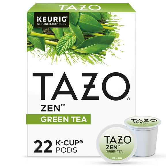 TAZO Organic Zen Green Tea K-Cups, Caffeine Free Tea with Refreshing Lemongrass & Spearmint, 22 Pods