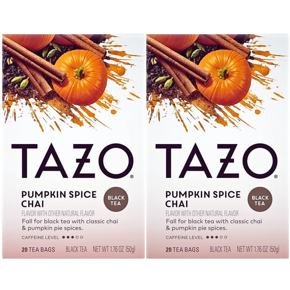 TAZO Pumpkin Spice Chai Black Tea Bags, Moderate Caffeinated Tea, Total 40 Tea Bags  20 Total Tea Bags Each (Pack of 2)