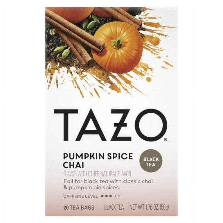 TAZO Pumpkin Spiced Chai Black Tea Bags Caffeinated 20 Count with