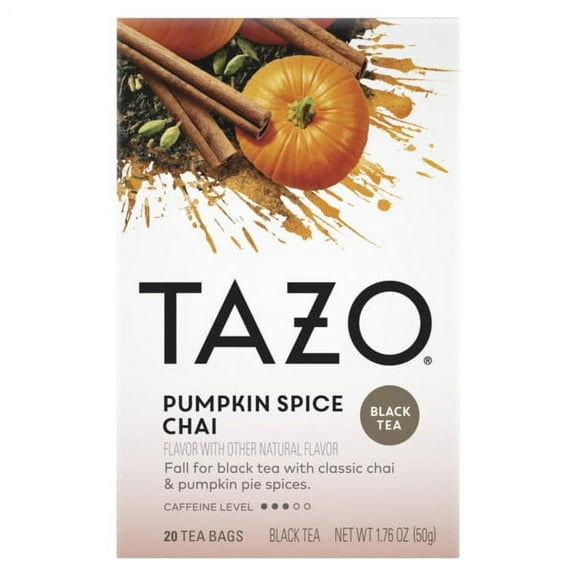 TAZO Pumpkin Spiced Chai Black Tea, Caffeinated, Tea Bags 20 Count Box