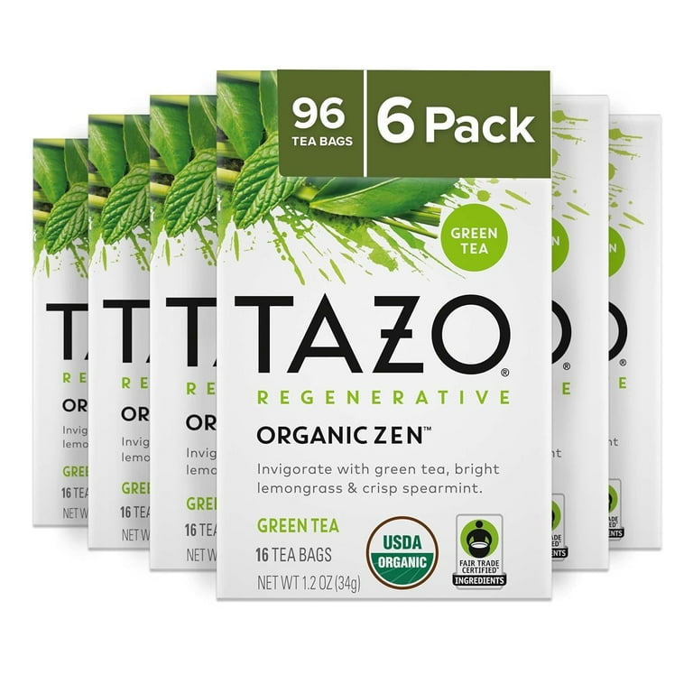 TAZO Regenerative Organic Zen Green Tea Bags 16 Count Pack of 6