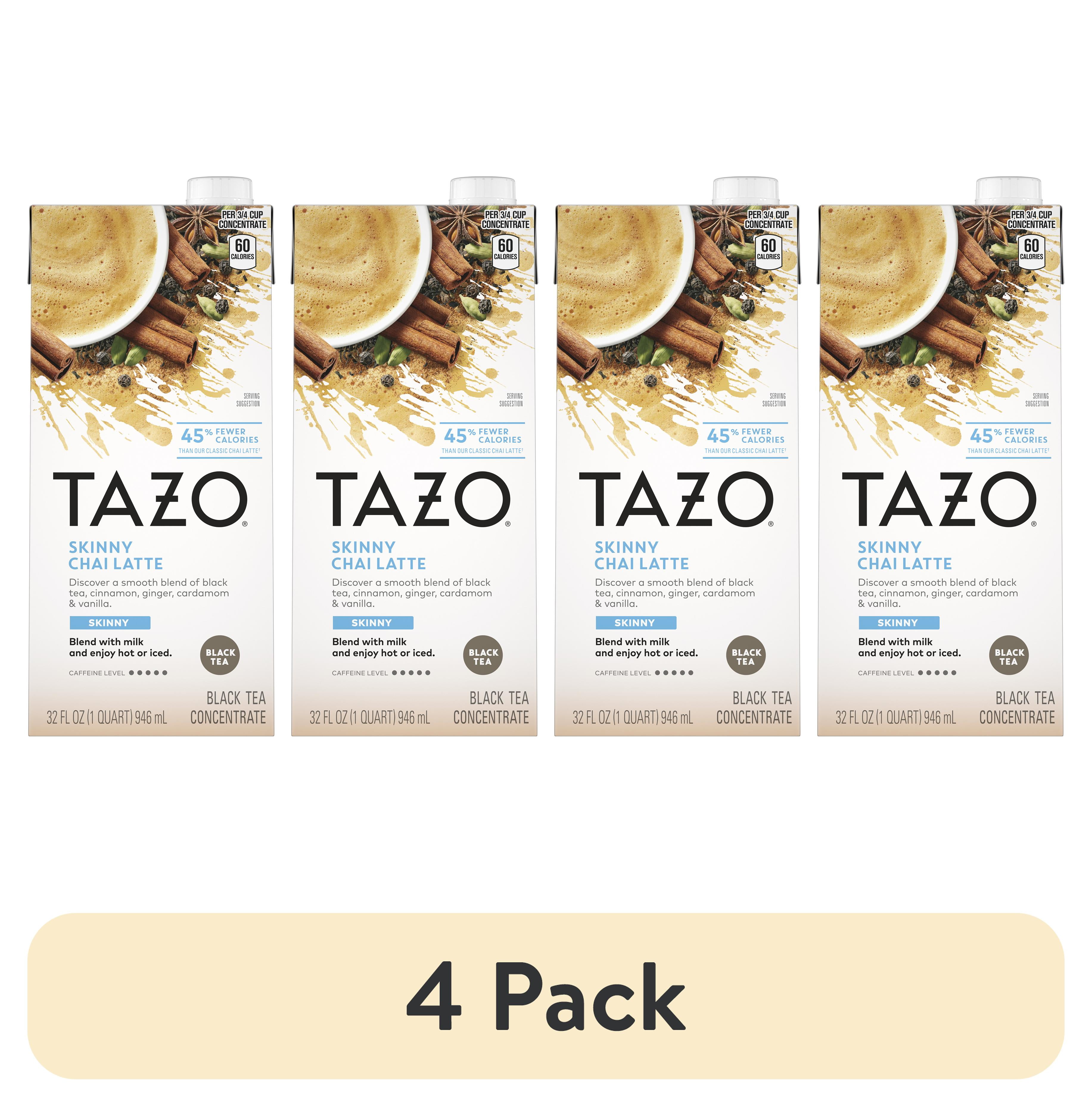 (4 pack) TAZO Skinny Chai Latte Iced Tea Concentrate, Black Tea, 32 oz