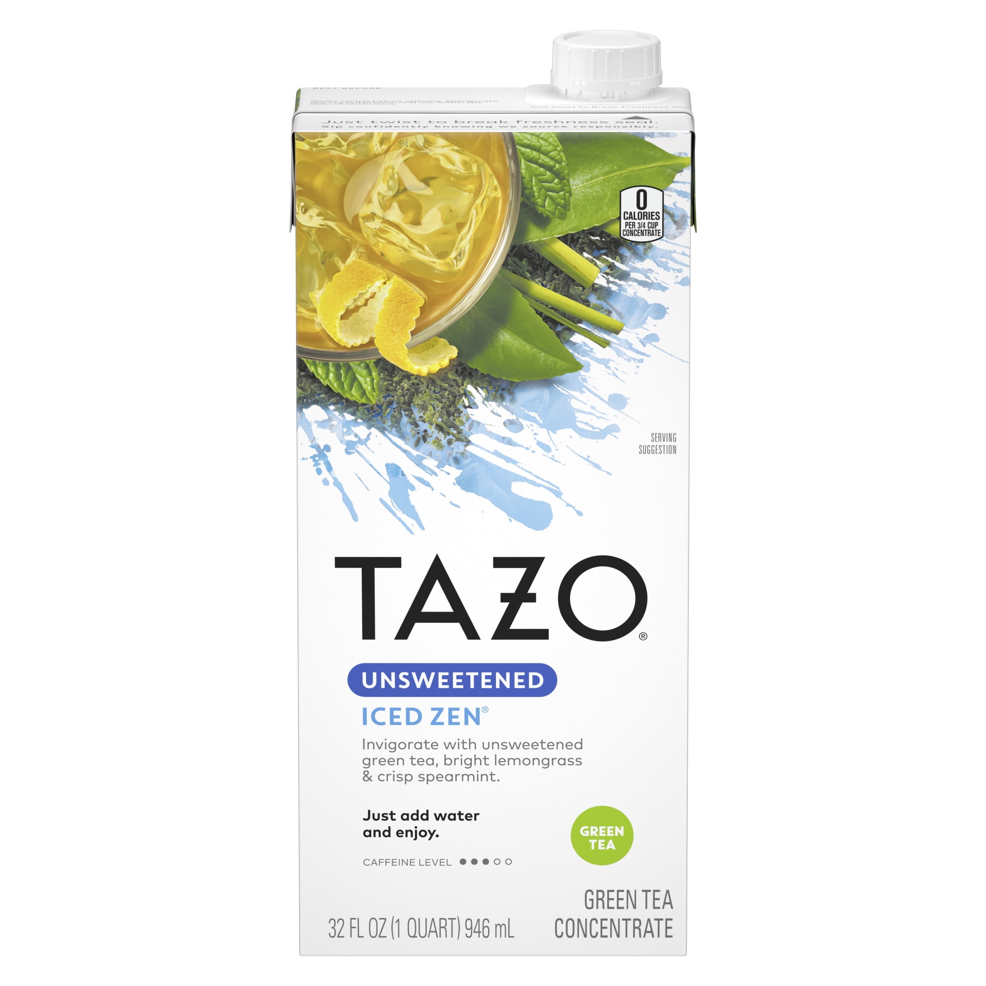 TAZO Zen Iced Tea Concentrate, Green Tea, 32 oz Carton