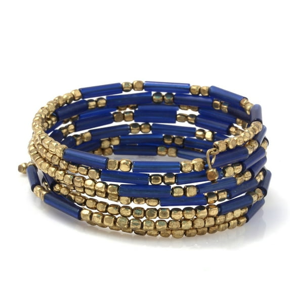 TAZZA WOMEN'S GOLD AND BLUE WRAP AROUND BRACELET