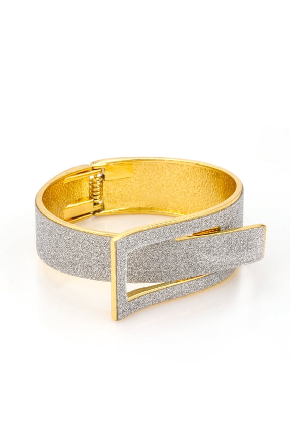 WOMEN'S GOLD GLITTERING BUCKLE HINGED BRACELET #SA-DB06NOV11
