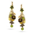 thumbnail image 1 of TAZZA WOMEN'S GOLD GREEN FLOWER CRYSTAL DROP EARRINGS, 1 of 1