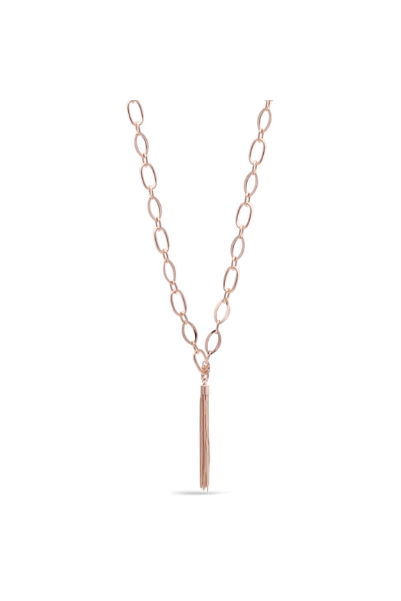 WOMEN'S ROSE GOLD LINK TASSEL NECKLACE