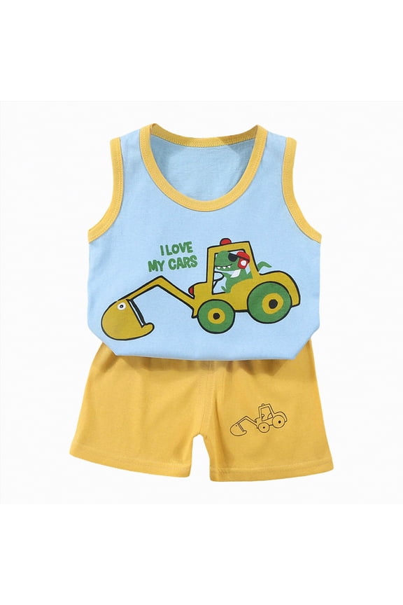 1 Year Old Boy Clothes Baby Boy Clothes 3-6 Months Baby Boy Summer Clothes Sleeveless Tank Tops Vest T-Shirt + Casual Shorts Toddler Outfits Set(Light Blue,6-12 Months)