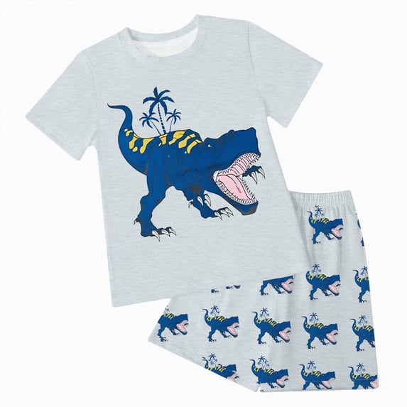TAmten Baby Boy Summer Clothes 12 18 24 Month Toddler Boys Outfits Dinosuar Set Short Sleeve Cartoon Printed T Shirt Tops Shorts Outfits T Shirt Tops Shorts Child Kids 2PC Summer Set(,2-3 Years)