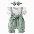 thumbnail image 1 of TAmtem Baby Rompers Girl 12 Month Girl Clothes Newborn Baby Girl Outfit Ruffle Romper Cute Jumpsuit Clothes and Headband(Light Green,9-12 Months), 1 of 9