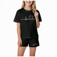thumbnail image 1 of TAmten Girls Summer Outfits Casual Lounge Set Short Sleeve T Shirt and Elastic Waist Shorts Sets Clothes for Girls 10-12(Black,3-4 Years), 1 of 4