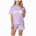 thumbnail image 1 of TAmten Girls Summer Outfits Casual Lounge Set Short Sleeve T Shirt and Elastic Waist Shorts Sets Clothes for Girls 10-12(Light Purple,3-4 Years), 1 of 4